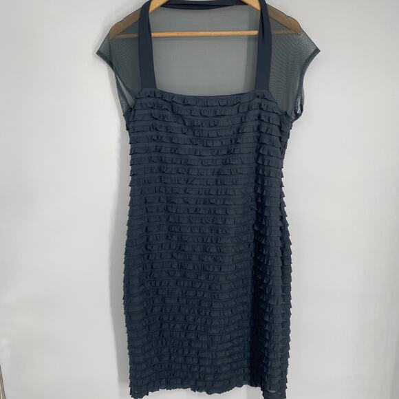 Connected Apparel Dress Women’s 14 Gray Y2K Ruffles Sheath Cocktail Date Night - Picture 1 of 8
